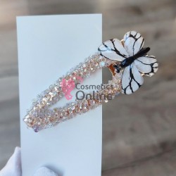 Agrafa pentru par metalica AGF001GG - Fluturas cu cristale